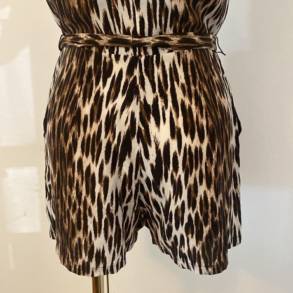L'Agence Audra Sleeveless Leopard-Print Silk Romper Size 2 - Picture 10 of 15